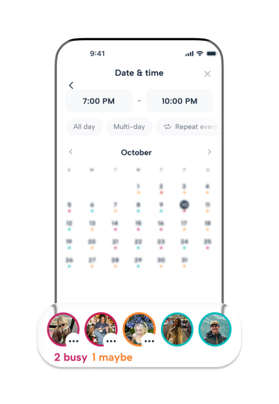 Howbout’s instant availability checker lets co-parents instantly see overlaps in their schedules. Whether you're planning a custody swap or a school meeting, find a time that works for everyone without the stress of a long text thread.