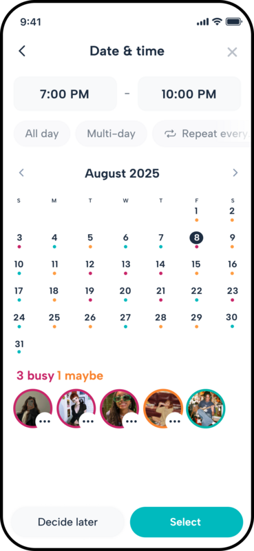 Howbout instant availability view – see when close friends are free in real time and find the best moments to make plans in the social calendar app for live updates from close friends