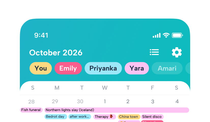 Make plans that actually happen. Join 5M+ users on Howbout to share calendars with friends, see live social feeds, and chat inside every event. Download for free.