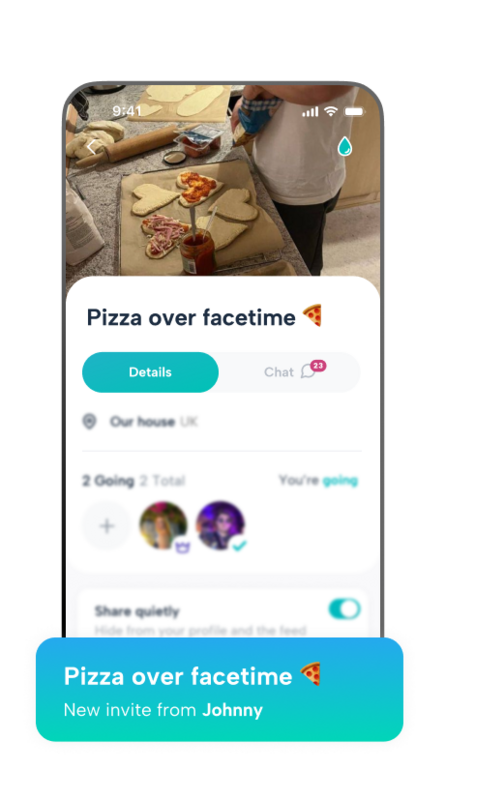 Bring the romance to your long-distance relationship. Use Howbout to schedule virtual dates, like 'Pizza over Facetime,' and share photos and details within the event. It’s the perfect way to turn a video call into a planned, intentional date night.