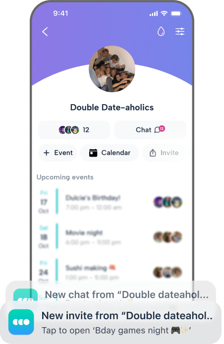Don't miss out on the group fun just because you're long-distance. Howbout allows couples to stay active in their mutual social circles, tracking group birthdays and movie nights in real-time. Receive notifications for shared events so you can plan your next visit around the big group hangouts.