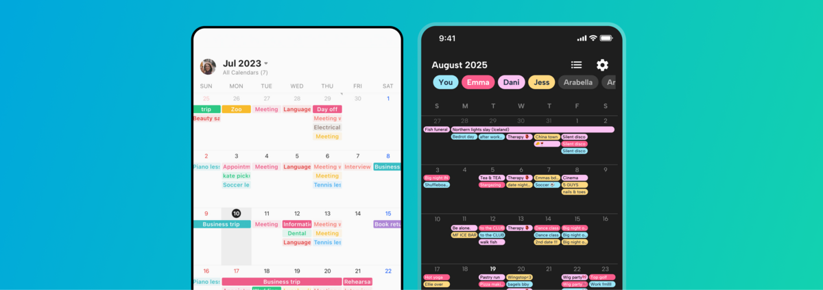 Screenshots from the howbout app, the social calendar for live updates from friends that makes it easier to get your friends together and actually get your plans out of the group chat